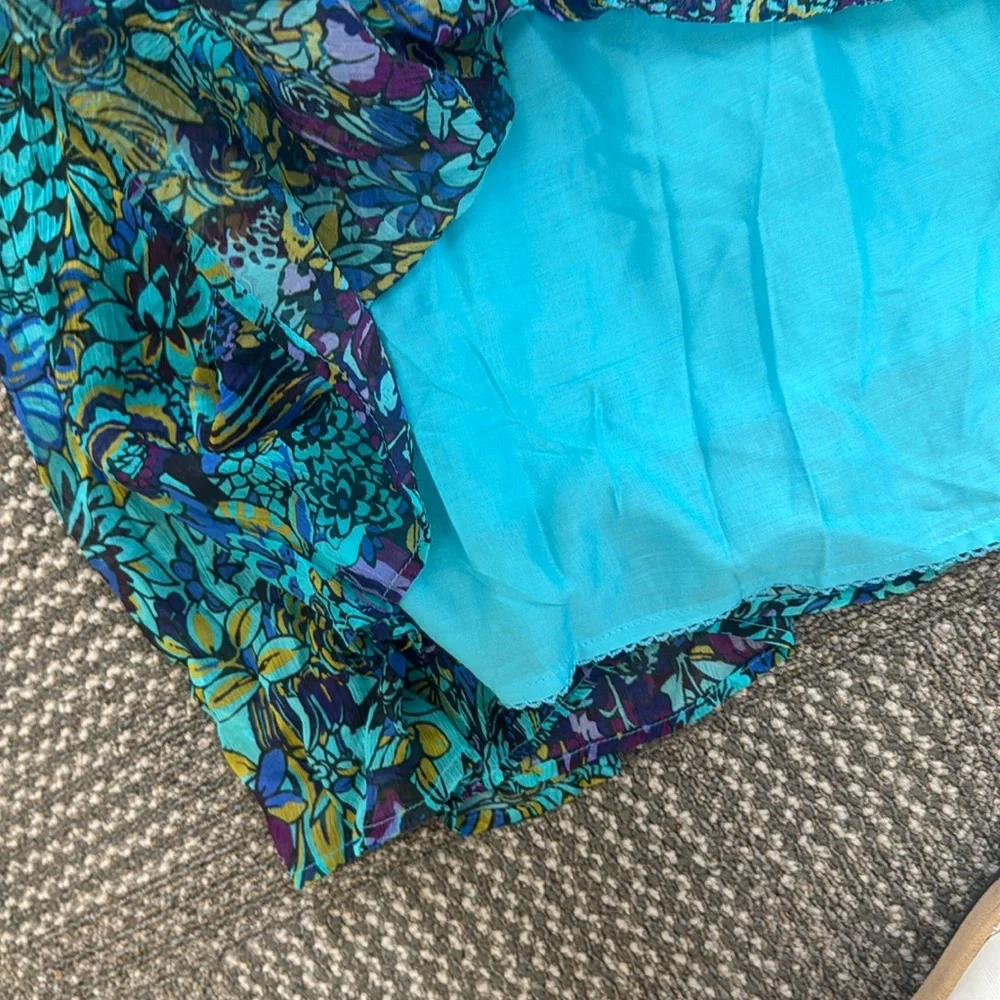 NWT By Anthropologie The Marais Printed Chiffon Maxi Dress In Blue, size XL - Picture 12 of 12